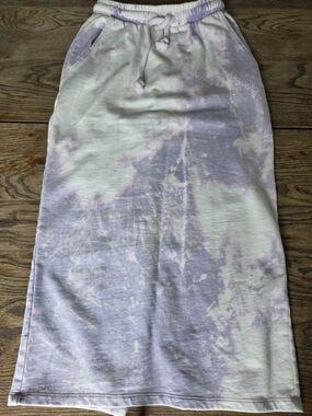 Zara Lavender and White Tie-Dye Maxi Skirt